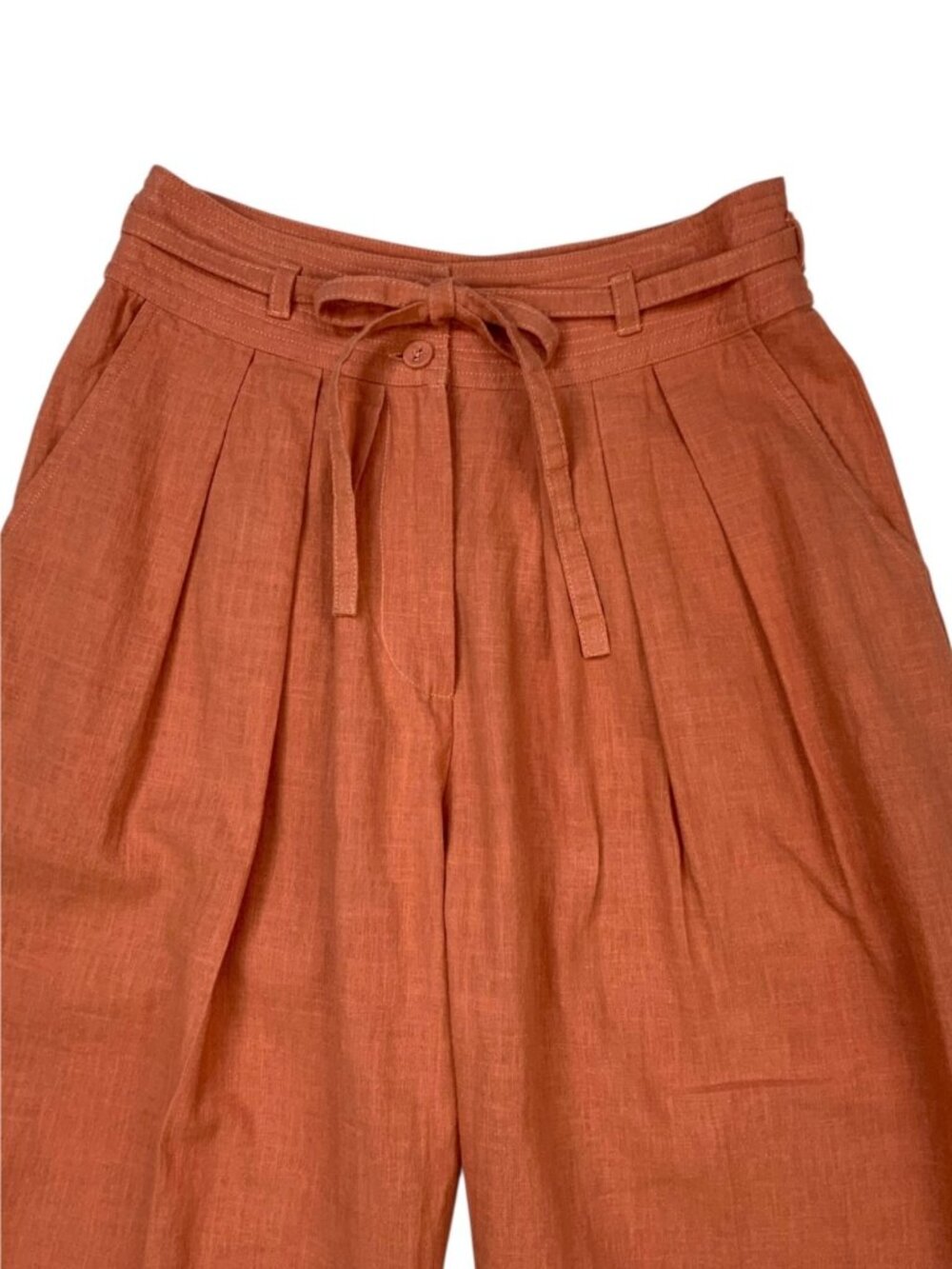 Anthropologie En Saison Jasper Pant XS Coral Wide Leg High Rise Belted - Picture 12 of 16